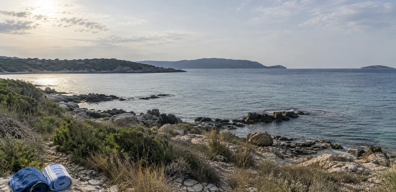 The horizon after the swim